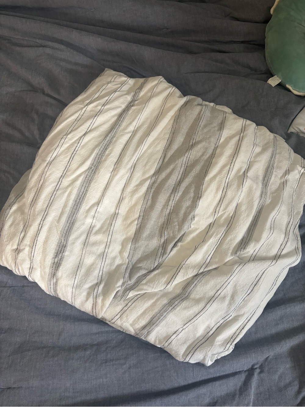Hearth & Hand Striped Cotton Duvet Cover - White and Gray